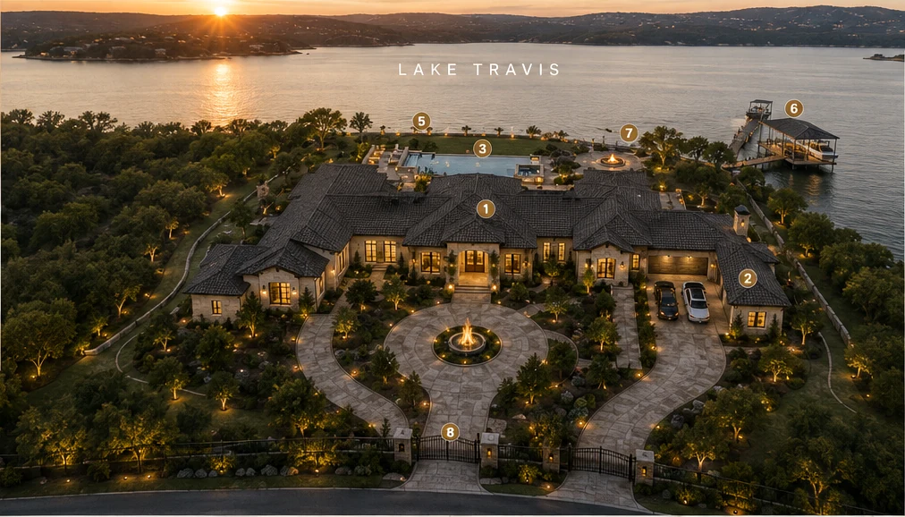 Lakeway residential design-build project at sunset
